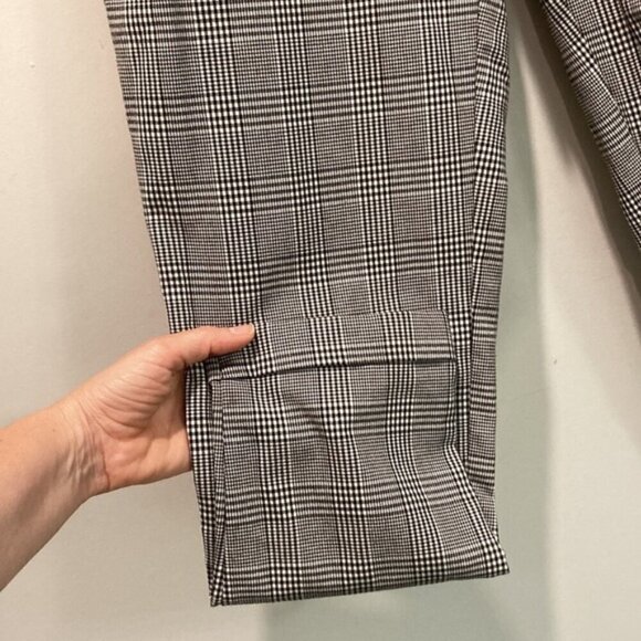 Zara Trafaluc Black And White Plaid Paper Bag Belted Trouser Pants - Picture 9 of 15